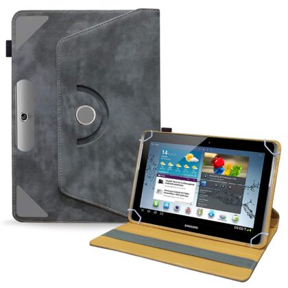 TGK Rotating Leather Stand Flip Case Compatible for Samsung Galaxy Tab 2 10.1 Cover (Stone-Grey)