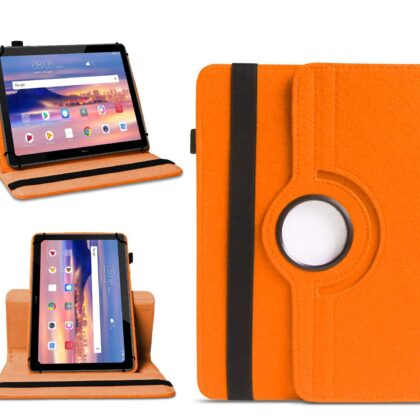 TGK 360 Degree Rotating Universal 3 Camera Hole Leather Stand Case Cover for Huawei Mediapad T5 10 10.1 inch 2018 – Orange