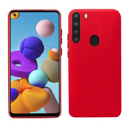 TGK Mobile Covers, Liquid Silicone Back Case Compatible for (for Samsung Galaxy A21, Red)