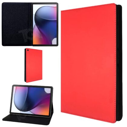 TGK Leather Soft TPU Back Flip Stand Case Cover for Motorola Moto Tab G62 10.6 inch Tablet (Red)