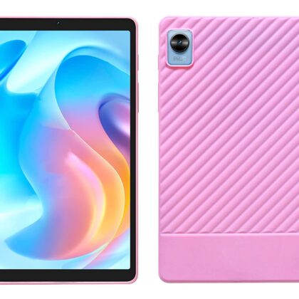 TGK Line Pattern Soft Flexible Shock Absorbent & Scratch Proof Back Cover For Realme Pad Mini 3 / Realme Pad Mini 4 8.68 inch Tablet (Pink)