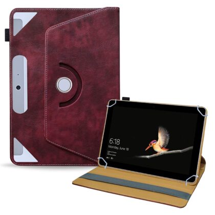 TGK Rotating Tablet Stand Leather Flip Case Compatible for Microsoft Surface Go 10 inch Tablet Cover (Wine Red)