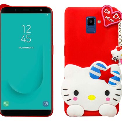 TGK Kitty Mobile Covers, Silicone Back Case Compatible for Samsung Galaxy J6 Back Cover (Red)