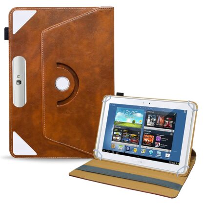 TGK Rotating Tablet Stand Leather Flip Case Compatible for Samsung Galaxy Note 10.1 Cover (2012 Edition) Amber-Orange