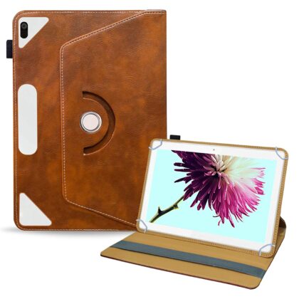 TGK Rotating Leather Flip Stand Case for Lenovo Tab 4 10 Cover 10.1 inch Tablet (Amber-Orange)