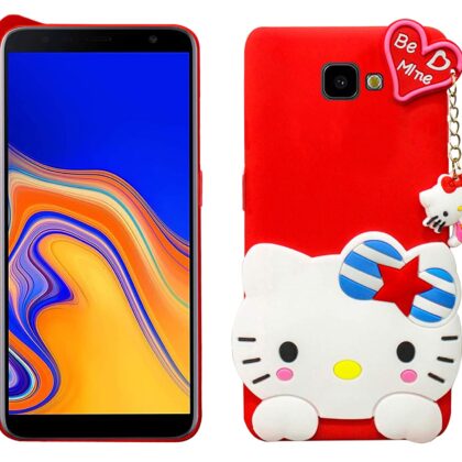TGK Kitty Mobile Covers, Silicone Back Case Compatible for Samsung Galaxy J4 Plus Back Cover (Red)