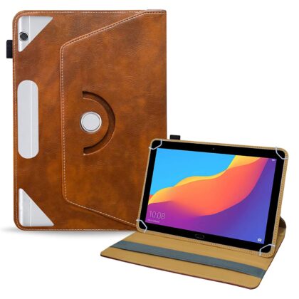 TGK Rotating Leather Flip Case Tablet Stand for Huawei Honor MediaPad T5 Cover 10.1 inch (Amber-Orange)