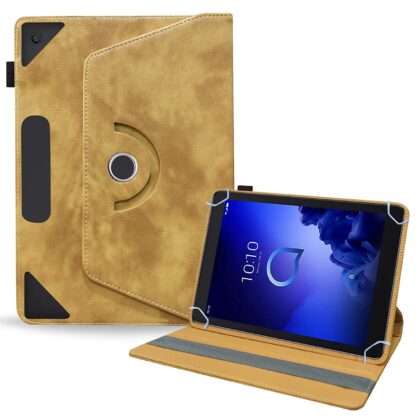 TGK Rotating Leather Stand Flip Case for Alcatel 3T 10 Tablet Cover (2019 Released) Desert Brown