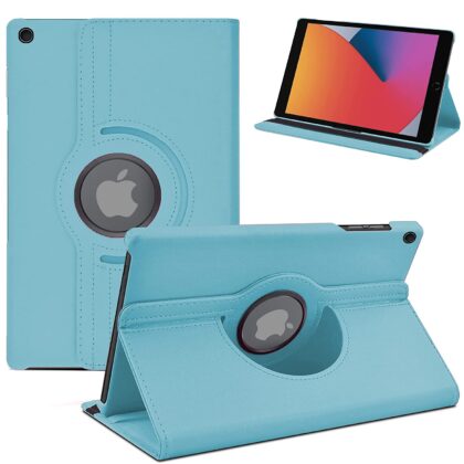 TGK 360 Degree Rotating Leather Smart Rotary Swivel Stand Case Cover for Apple iPad 10.2 Cover iPad 9th Generation Cover 2021 8th Gen 2020 7th Gen 2019 Generation Case (Sky Blue)