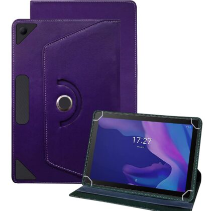 TGK Universal 360 Degree Rotating Leather Rotary Swivel Stand Case for Alcatel 3T10 Tab Cover (2nd Gen) 10.1 inches Tablet (Purple)