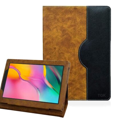 TGK Genuine Leather Business Design Ultra Compact Slim Folding Folio Cover Case for Samsung Galaxy Tab A 8 inch Cover Model SM-T290, SM-T295, SM-T297 (2019 Released) (Brown)
