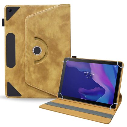 TGK Rotating Leather Stand Flip Case for Alcatel 3T 10 Tablet Cover (2020 Released) Desert Brown