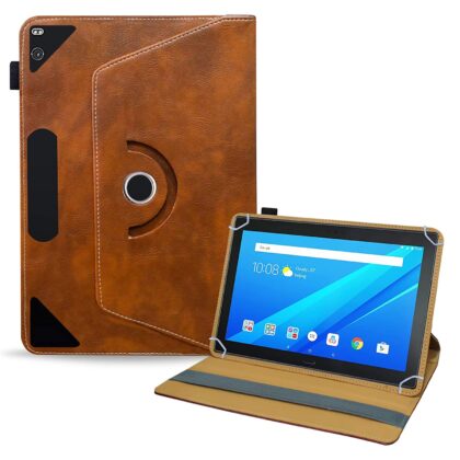 TGK Rotating Leather Flip Stand Case for Lenovo Tab 4 10 Plus Cover 10.1 inch Tablet (Amber-Orange)