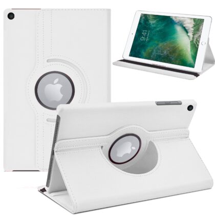 TGK 360 Degree Rotating Stand Leather Flip Case Cover for New iPad 9.7 inch 2018/2017 5th 6th Generation Model A1822 A1823 A1893 A1954 & ipad Air 2013 A1474 A1475 A1476 A1566 A1567 (White)