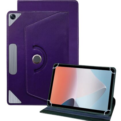 TGK Universal 360 Degree Rotating Leather Rotary Swivel Stand Case Cover for Oppo Pad Air 10.36 inch Tab (Purple)