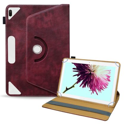 TGK Rotating Leather Flip Stand Case for Lenovo Tab 4 10 Cover 10.1 inch Tablet (Wine Red)
