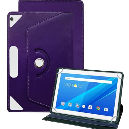 TGK Universal 360 Degree Rotating Leather Rotary Swivel Stand Case Cover for Lenovo Tab M10 FHD 3rd Gen 10.1 inch (Purple)
