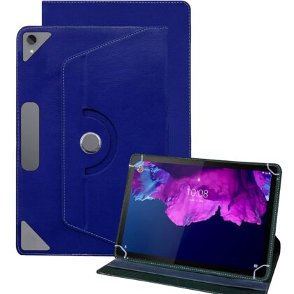TGK Universal 360 Degree Rotating Leather Rotary Swivel Stand Case for Lenovo Tab P11 Cover 11 inch Tablet (Dark Blue)