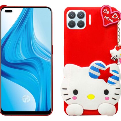 TGK Kitty Mobile Cover, Silicone Back Case Compatible for OPPO F17 Pro Cover (Red)
