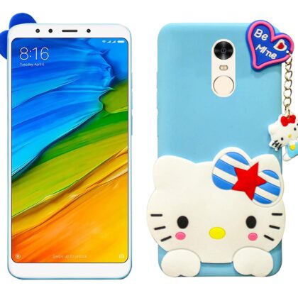 TGK Kitty Mobile Covers, Silicone Back Case Compatible for Redmi 5 Cover (Sky Blue)