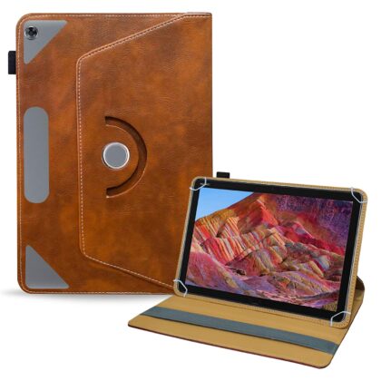 TGK Rotating Leather Flip Case Tablet Stand for Huawei MediaPad M5 Lite Cover 10.1 inch 2018 Release (Amber-Orange)