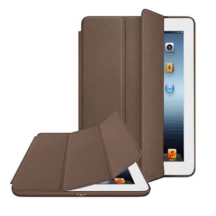 TGK Leather Magnetic Smart Flip Auto Sleep/Wake Case Cover for iPad 4 / iPad 3 / iPad 2 – 9.7 Inch [A1458 A1459 A1460 A1403 A1416 A1430 A1395 A1396 A1397] Brown