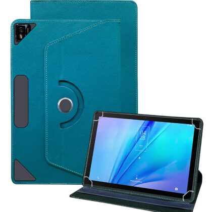TGK Universal 360 Degree Rotating Leather Rotary Swivel Stand Case for TCL Tab 10s 10.1 inches Tablet (Sky Blue)