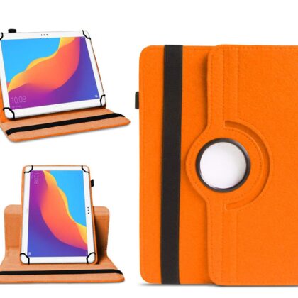 TGK 360 Degree Rotating Universal 3 Camera Hole Leather Stand Case Cover for Honor Pad 5 10.1 inch Tablet-Orange