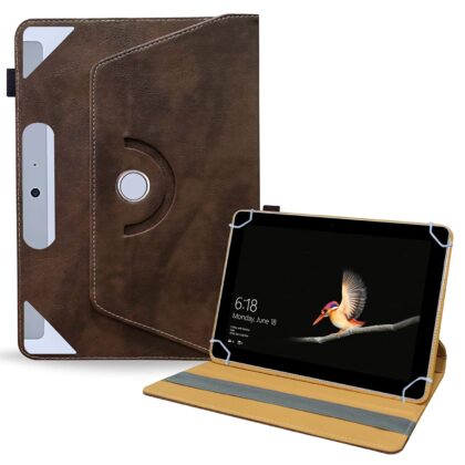 TGK Rotating Tablet Stand Leather Flip Case Compatible for Microsoft Surface Go 10 inch Tablet Cover (Dark Brown)