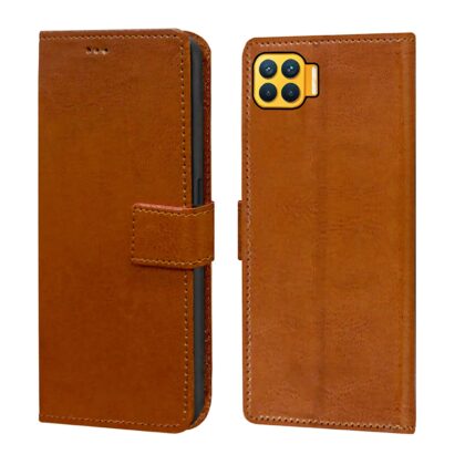 TGK 360 Degree Protection | Protective Design Leather Wallet Flip Cover with Card Holder | Photo Frame | Inner TPU Back Case Compatible for OPPO F17 Pro (Brown)