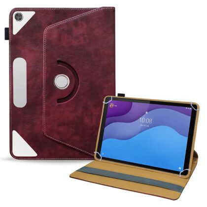 TGK Rotating Leather Flip Case Tablet Stand for Lenovo Tab M10 Cover HD 10.1 Inch 2020 2nd Gen MODEL TB-X306X / TB-X306F (Wine Red)