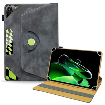 TGK Universal 360 Degree Rotating Leather Rotary Swivel Stand Case Cover for Realme Pad X 11 inch Tab (Stone-Grey)