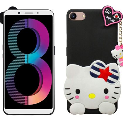 TGK Kitty Mobile Cover, Silicone Back Case Compatible for OPPO A83 Cover (Black)