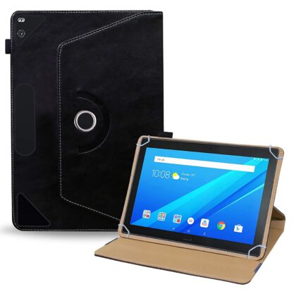 TGK Rotating Leather Flip Stand Case for Lenovo Tab 4 10 Plus Cover 10.1 inch Tablet (Black)
