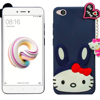 TGK Kitty Mobile Covers, Silicone Back Case Compatible for Xiaomi Mi Redmi 5A Cover (Dark Blue)