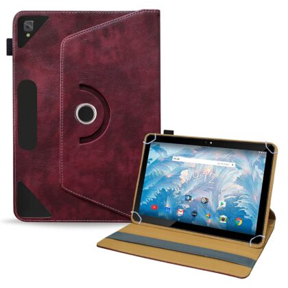 TGK Rotating Leather Stand Flip Case for Acer ONE 10 T4-129L Tablet Cover (Wine Red)