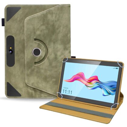 TGK Rotating Leather Stand Flip Case for Swipe Slate 2 Tablet Cover 10.1-inch (Asparagus- Green)
