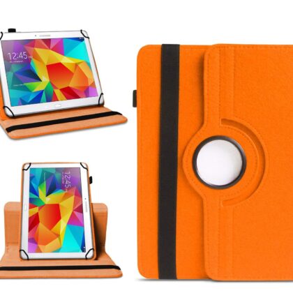 TGK 360 Degree Rotating Universal 3 Camera Hole Leather Stand Case Cover for Samsung Galaxy Tab 4 (10.1 Inch) Sm-T530, T531, T535 – Orange
