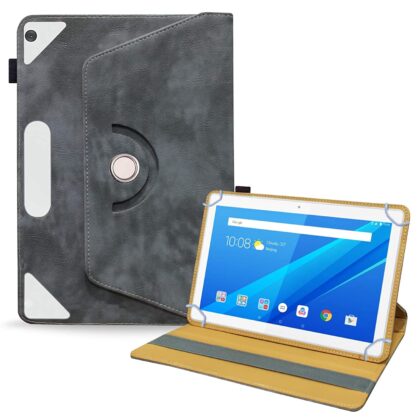 TGK Rotating Leather Flip Case Tablet Stand Cover for Lenovo Tab M10 10.1 Inch MODEL TB-X505X / TB-X505F / TB-X505L / TB-X605L / TB-X605F (Stone-Grey)