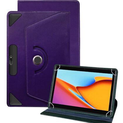 TGK Universal 360 Degree Rotating Leather Rotary Swivel Stand Case Cover for I Kall N18 10 inch Tablet (Purple)