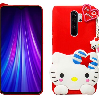 TGK Kitty Mobile Covers, Silicone Back Case Compatible for Redmi Note 8 Pro Cover (Red)