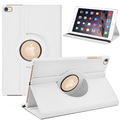TGK 360 Degree Rotating Leather Auto Sleep Wake Function Smart Case Cover for iPad Air 2 Covers ipad 9.7 inch A1566, A1567 (2014 Launch) White