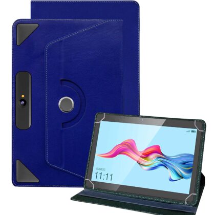 TGK Universal 360 Degree Rotating Leather Rotary Swivel Stand Cover for Swipe New Slate 2 Case 10.1 inch Tablet (Dark Blue)