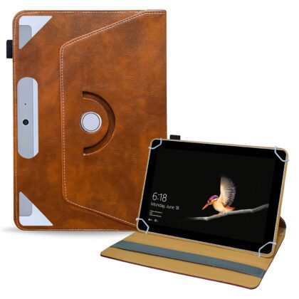TGK Rotating Tablet Stand Leather Flip Case Compatible for Microsoft Surface Go 10 inch Tablet Cover (Amber-Orange)