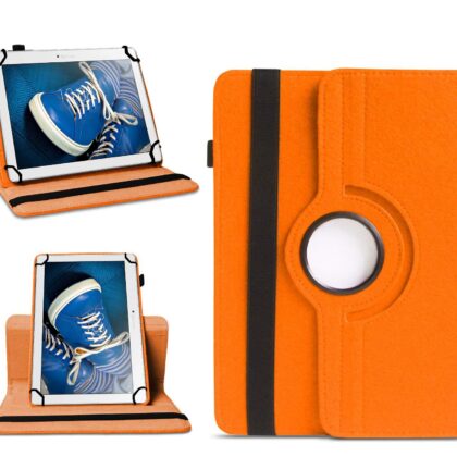 TGK 360 Degree Rotating Universal 3 Camera Hole Leather Stand Case Cover for Lenovo Tab 2 A10-30 10.1″ Tablet – Orange