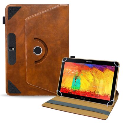 TGK Rotating Tablet Stand Leather Flip Case Compatible for Samsung Galaxy Note 10.1 Cover (2014 Edtion) Amber-Orange