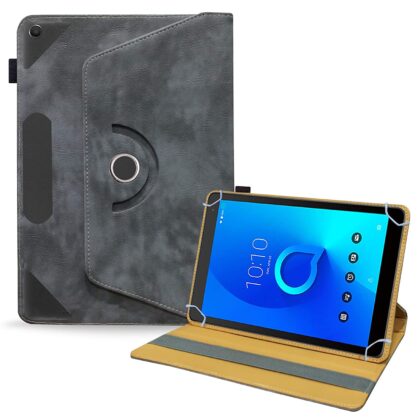TGK Rotating Leather Tablet Stand Flip Case for Alcatel 1T 10 inch Tablet cover (Stone-Grey)