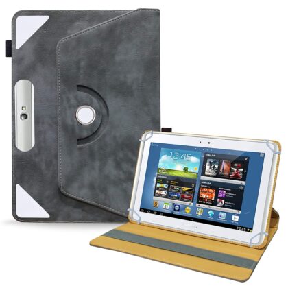 TGK Rotating Tablet Stand Leather Flip Case Compatible for Samsung Galaxy Note 10.1 Cover (2012 Edition) Stone-Grey
