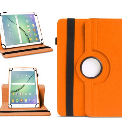 TGK 360 Degree Rotating Universal 3 Camera Hole Leather Stand Case Cover for Samsung Galaxy Tab S2 9.7″ SM-T810 / LTE SM-T815 / T813 / T819 – Orange