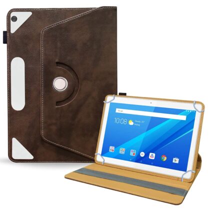 TGK Rotating Leather Flip Case Tablet Stand Cover for Lenovo Tab M10 10.1 Inch MODEL TB-X505X / TB-X505F / TB-X505L / TB-X605L / TB-X605F (Dark Brown)